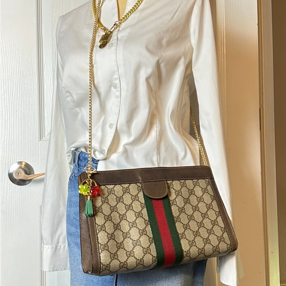 👜GUCCI GG PVC Leather Sherry Line Crossbody Bag - Picture 14 of 14